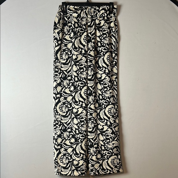 Philosophy Women's Wide Legs Black Ivory Floral  Print Pants Elastic Waist Sz XS - Picture 1 of 9